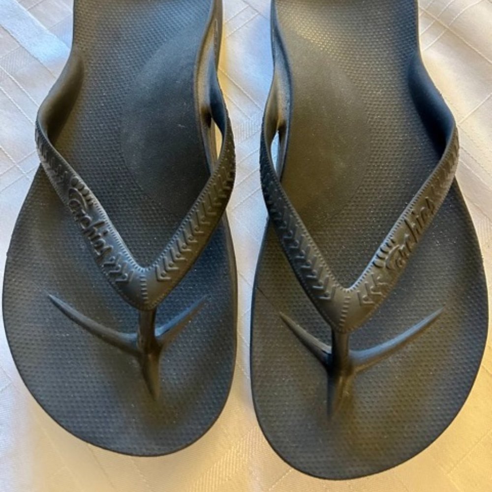 Archies Arch Support Flip Flops (Black, Men's Size 12)